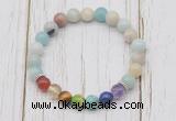 CGB6270 8mm amazonite 7 chakra beaded mala stretchy bracelets