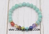 CGB6272 8mm peru amazonite 7 chakra beaded mala stretchy bracelets