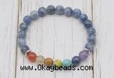 CGB6277 8mm blue spot stone 7 chakra beaded mala stretchy bracelets