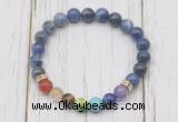 CGB6278 8mm sodalite 7 chakra beaded mala stretchy bracelets