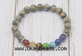 CGB6284 8mm rhyolite 7 chakra beaded mala stretchy bracelets