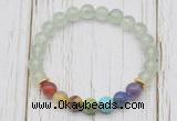 CGB6320 8mm prehnite 7 chakra beaded mala stretchy bracelets