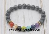 CGB6325 8mm black labradorite 7 chakra beaded mala stretchy bracelets