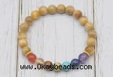 CGB6328 8mm golden tiger eye 7 chakra beaded mala stretchy bracelets