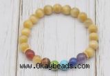 CGB6329 8mm golden tiger eye 7 chakra beaded mala stretchy bracelets