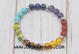 CGB6341 8mm 7 chakra gemstone beaded mala stretchy bracelets