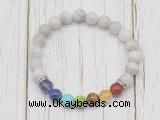 CGB6350 8mm white crazy lace agate 7 chakra beaded mala stretchy bracelets