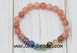 CGB6353 8mm fire agate 7 chakra beaded mala stretchy bracelets