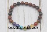 CGB6365 8mm mahogany obsidian 7 chakra beaded mala stretchy bracelets