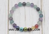 CGB6374 8mm fluorite 7 chakra beaded mala stretchy bracelets