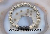 CGB6410 8mm round dalmatian jasper & black lava beaded bracelets