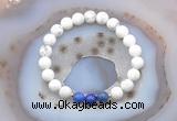 CGB6417 8mm round matte white howlite & lapis lazuli  beaded bracelets