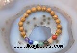 CGB6433 8mm round wooden jasper 7 chakra beads bracelet wholesale