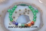 CGB6444 8mm round green agate 7 chakra beads adjustable bracelets