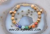 CGB6447 8mm round picture jasper 7 chakra beads adjustable bracelets