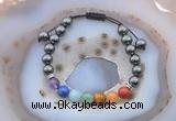 CGB6450 8mm round hematite 7 chakra beads adjustable bracelets