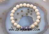 CGB6458 8mm round matte white fossil jasper & dogtooth amethyst beaded bracelets