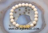 CGB6459 8mm round matte white fossil jasper & citrine beaded bracelets