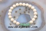 CGB6462 8mm round matte white fossil jasper & green aventurine beaded bracelets