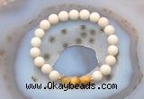 CGB6472 8mm round matte white fossil jasper & golden tiger eye beaded bracelets