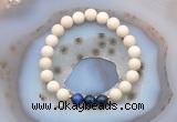 CGB6477 8mm round matte white fossil jasper & blue tiger eye beaded bracelets