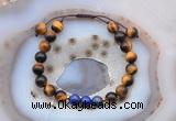 CGB6595 8mm round yellow tiger eye & lapis lazuli adjustable bracelets