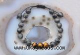 CGB6596 8mm round black labradorite & yellow tiger eye adjustable bracelets