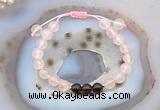 CGB6599 8mm round rose quartz & smoky quartz adjustable bracelets