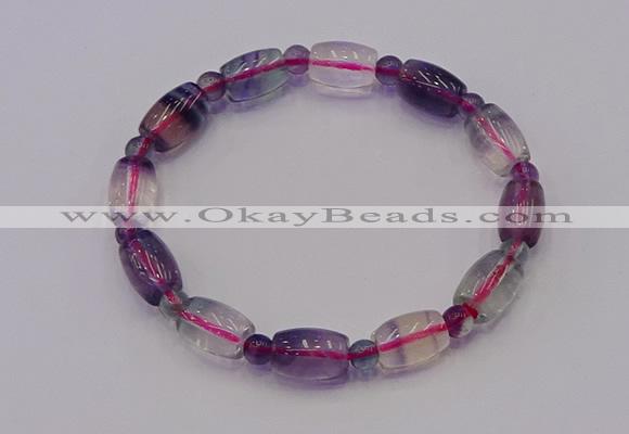 CGB660 7.5 inches 5mm round & 8*11mm drum fluorite bracelet