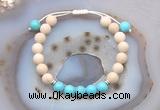 CGB6605 8mm round white fossil jasper & blue howlite adjustable bracelets