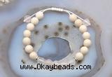 CGB6606 8mm round white fossil jasper & rose quartz adjustable bracelets