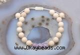 CGB6610 8mm round white fossil jasper & lavender amethyst adjustable bracelets