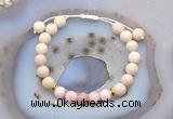 CGB6616 8mm round white fossil jasper & pink opal adjustable bracelets