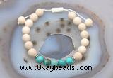 CGB6624 8mm round white fossil jasper & blue sea sediment jasper adjustable bracelets