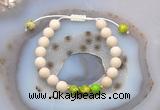 CGB6625 8mm round white fossil jasper & green sea sediment jasper adjustable bracelets