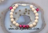 CGB6633 8mm round white fossil jasper & red tiger eye adjustable bracelets