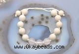 CGB6646 10mm round white fossil jasper & rose quartz adjustable bracelets