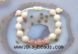 CGB6649 10mm round white fossil jasper & moonstone adjustable bracelets