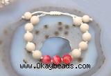 CGB6655 10mm round white fossil jasper & red banded agate adjustable bracelets