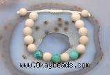 CGB6666 10mm round white fossil jasper & peafowl agate adjustable bracelets