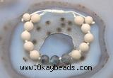 CGB6673 10mm round white fossil jasper & labradorite adjustable bracelets