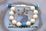 CGB6720 12mm round white fossil jasper & apatite adjustable bracelets