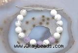 CGB6741 10mm round white howlite & lavender amethyst adjustable bracelets