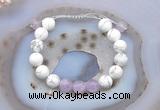 CGB6744 10mm round white howlite & lavender amethyst adjustable bracelets