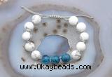 CGB6747 Hand-knotted 10mm round white howlite & apatite adjustable bracelets