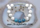 CGB6749 Hand-knotted 10mm round white howlite & apatite adjustable bracelets