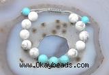 CGB6754 10mm round white howlite & blue howlite adjustable bracelets