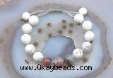 CGB6756 10mm round white howlite & botswana agate adjustable bracelets