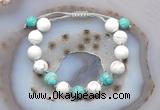 CGB6767 10mm round white howlite & amazonite adjustable bracelets