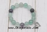 CGB6805 10mm, 12mm fluorite beaded bracelet with alloy pendant